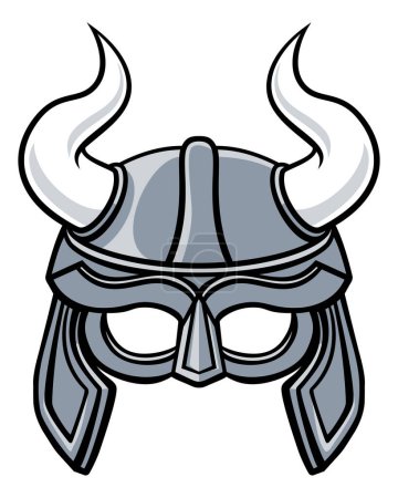 Ilustración de Una ilustración de un guerrero vikingo o casco con cuernos de gladiador - Imagen libre de derechos