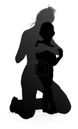 Illustration for High quality and detailed silhouettes of mother and child - Royalty Free Image