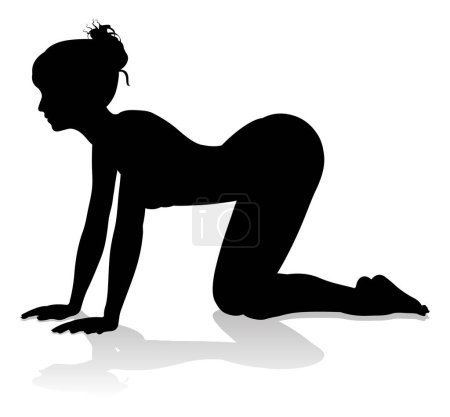 Eine Silhouette einer Frau in Yoga- oder Pilates-Pose