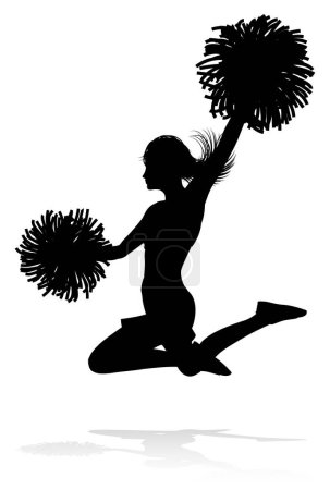 Cheerleader detaillierte Silhouette mit Bommelmützen