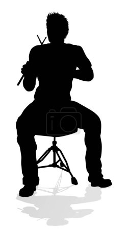 Un batteur musicien tambour tambour en silhouette détaillée