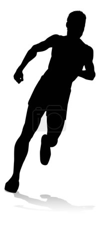 Silhouette runner in a race track and field event