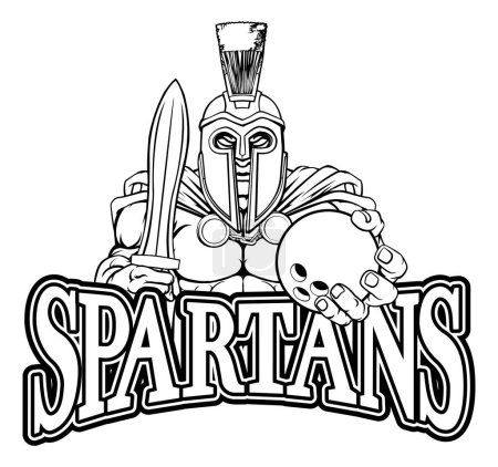 A Spartan or Trojan warrior Bowling sports mascot holding a ball