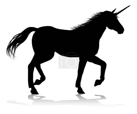 Une silhouette licorne mythique cheval cornu graphique