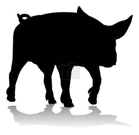 Una silueta de cerdo granja animal gráfico