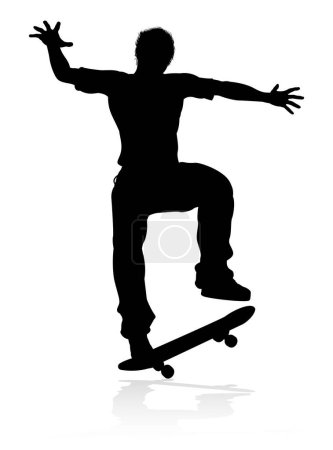 Ilustración de Silueta skateboarder de muy alta calidad y muy detallada - Imagen libre de derechos