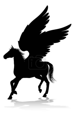 Un gráfico de caballo alado mitológico de silueta Pegasus