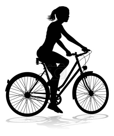 Una mujer bicicleta ciclista en silueta