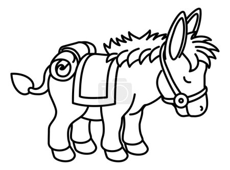 Téléchargez les illustrations : Un âne mignon animal coloriage dessin animé personnage illustration - en licence libre de droit