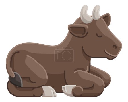 Ilustración de Un animal de vaca linda ilustración personaje de dibujos animados - Imagen libre de derechos