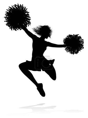 Cheerleader detailed silhouette with pom poms