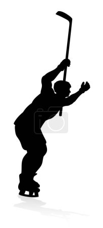 Illustration détaillée d'un joueur de hockey sur silhouette