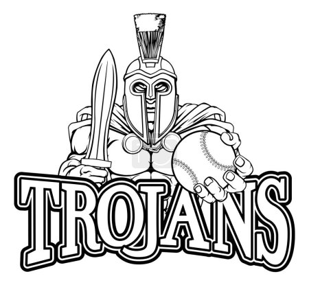 Illustration for A Spartan or Trojan warrior Baseball sports mascot holding a ball - Royalty Free Image