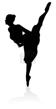 Bailarina de ballet en silueta bailando en pose o posición
