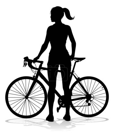 Photo for A woman bicycle riding bike cyclist in silhouette - Royalty Free Image