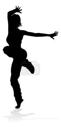 Téléchargez les illustrations : Une danseuse de street dance hip hop en silhouette - en licence libre de droit