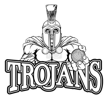 Photo for A Spartan or Trojan warrior Golf sports mascot holding a ball - Royalty Free Image