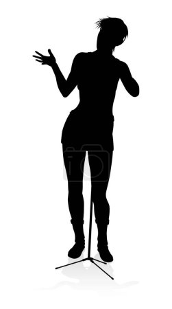 Photo for A woman singer pop, country music, rock star or even hiphop rapper artist vocalist singing in silhouette - Royalty Free Image