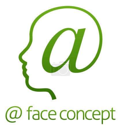 Ein Gesicht im Profil, geformt aus einem At-Sign-Symbol-Konzept