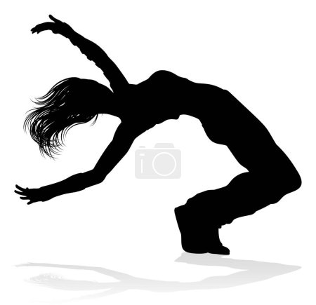 Eine Streetdance-Hip-Hop-Tänzerin in Silhouette
