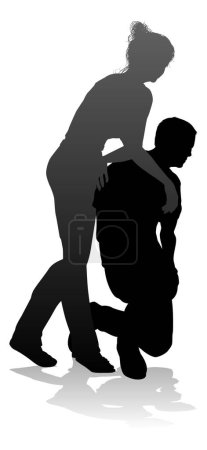 Menschen Silhouette eines jungen Mannes und einer jungen Frau, wahrscheinlich ein Paar oder Mann und Frau