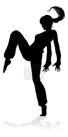 A woman street dance hip hop dancer in silhouette