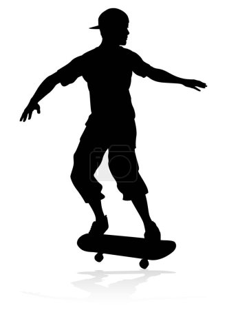 Téléchargez les illustrations : Silhouette de skateboard de très haute qualité et très détaillée - en licence libre de droit