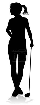 Téléchargez les illustrations : Une golfeuse sportive jouant au golf - en licence libre de droit