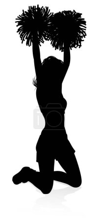 Illustration for Cheerleader detailed silhouette with pompoms - Royalty Free Image