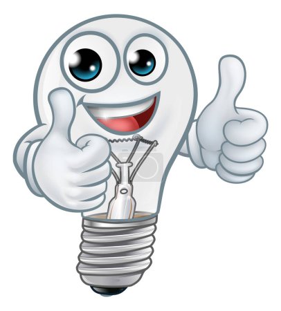 Illustration for A light bulb cartoon character lightbulb mascot giving a thumbs up - Royalty Free Image
