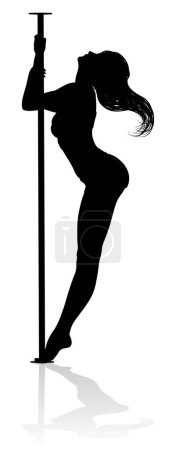 Ilustración de Una bailarina de polo haciendo ejercicio para fitness en silueta - Imagen libre de derechos