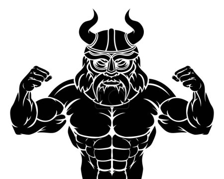 Illustration for A Viking warrior gladiator cartoon sports mascot - Royalty Free Image