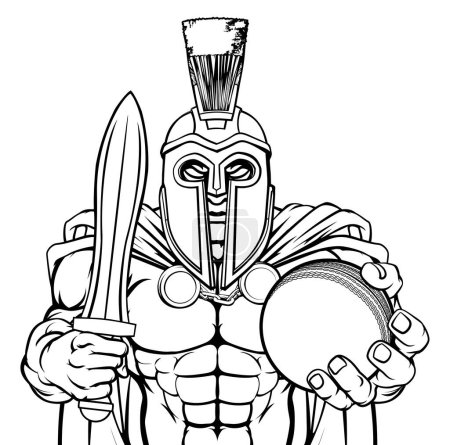 Photo for A Spartan or Trojan warrior Cricket sports mascot holding a ball - Royalty Free Image