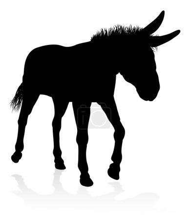 Une silhouette détaillée d'âne de ferme de haute qualité