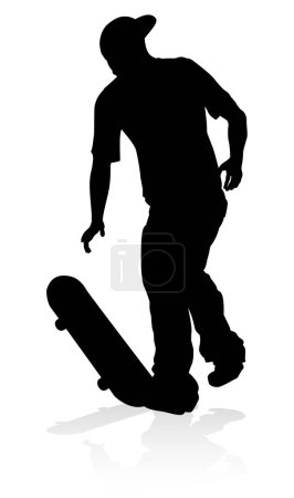 Silueta skateboarder de muy alta calidad y muy detallada
