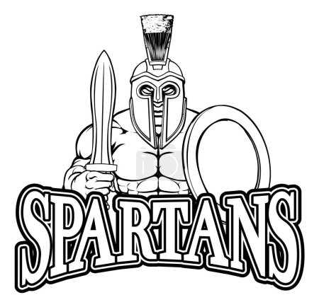 Ilustración de Una mascota deportiva de dibujos animados Spartan o Trojan warrior - Imagen libre de derechos