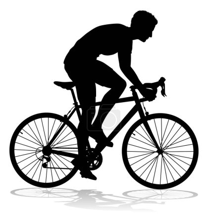 Un ciclista en bicicleta en silueta