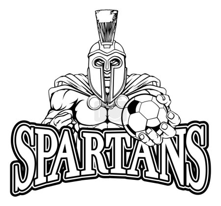 Illustration for A Spartan or Trojan warrior Soccer Football sports mascot holding a ball - Royalty Free Image
