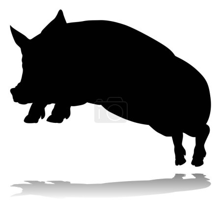 Une silhouette de porc animal de ferme graphique