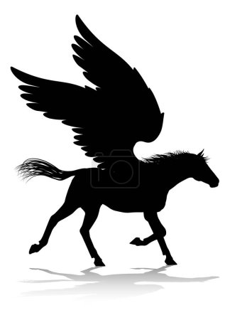 Ilustración de Un gráfico de caballo alado mitológico de silueta Pegasus - Imagen libre de derechos