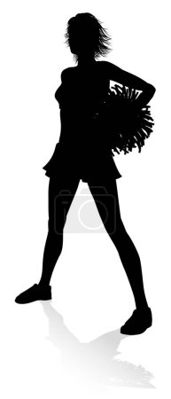 Téléchargez les illustrations : Pom-pom girl silhouette détaillée avec pompons - en licence libre de droit