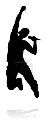 Photo for A singer pop, country music, rock star or hiphop rapper artist vocalist singing in silhouette - Royalty Free Image
