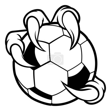 Illustration for Eagle, bird or monster claw or talons holding a soccer football ball. Sports graphic. - Royalty Free Image
