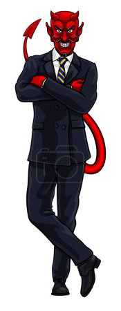 Ilustración de Un diablo malvado o un hombre de negocios Satanás en traje de negocios - Imagen libre de derechos