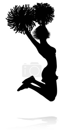 Téléchargez les illustrations : Pom-pom girl silhouette détaillée avec pompons - en licence libre de droit