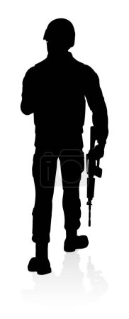Illustration for Armed forces high quality detailed silhouette of military army soldier - Royalty Free Image