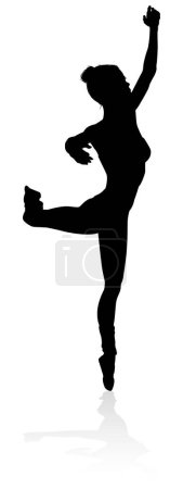 Téléchargez les illustrations : Ballet danseuse femme en silhouette dansant en position posée - en licence libre de droit