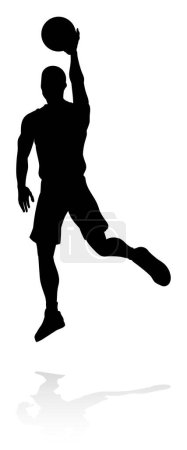 Téléchargez les illustrations : Une illustration détaillée de sport de joueur de basket-ball de silhouette - en licence libre de droit