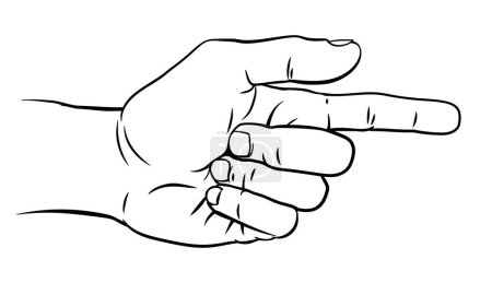Ilustración de Una mano señalando un dedo en una señal de dirección. En un grabado antiguo vintage de madera o estilo de corte en madera. - Imagen libre de derechos