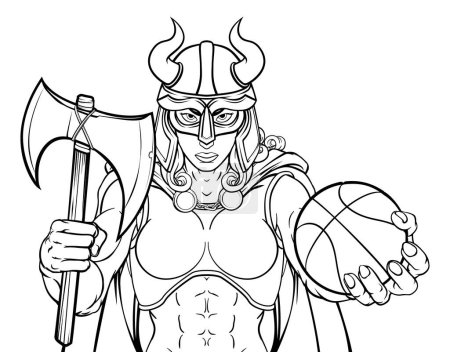 Illustration for A Viking female warrior woman gladiator basketball sports mascot - Royalty Free Image